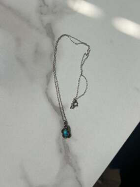 Vintage Navajo Sterling Silver Sleeping Beauty Turquoise Pendant Necklace